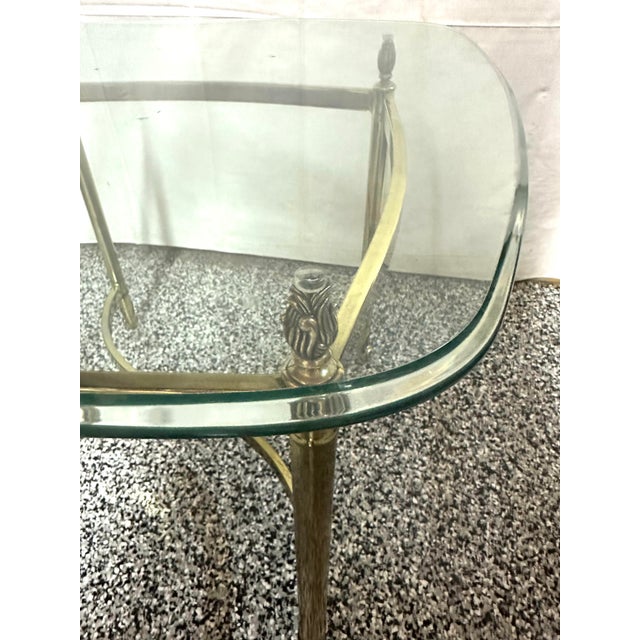Metal La Barge Brass Glass Top End Table For Sale - Image 7 of 8