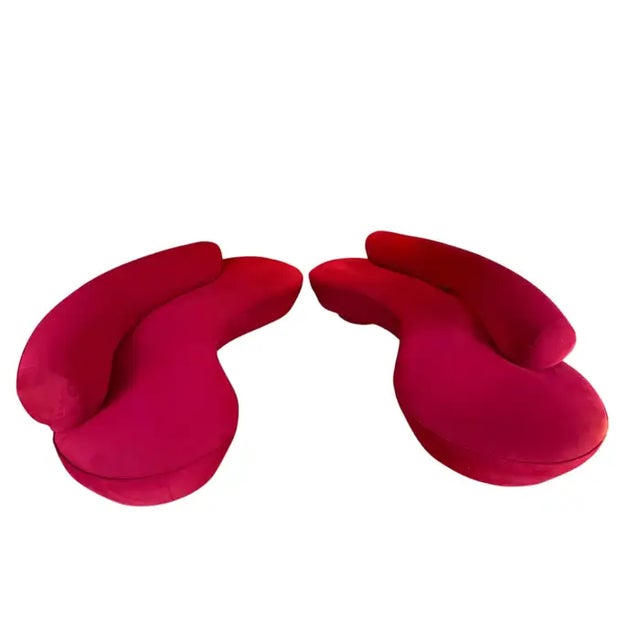 Mid-Century Modern Vladimir Kagan Serpentine Cloud Curved Sofas for Directional, Signed Pair For Sale - Image 3 of 18
