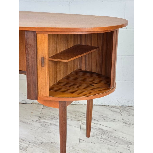 Teak Elliptical Bullet Desk by Kai Kristiansen for Feldballes For Sale - Image 14 of 14