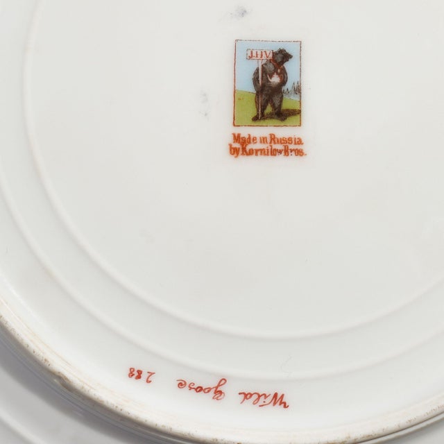 Pair of Russian Ornithological Plates by Kornilov Porcelain Factory, 1905 For Sale - Image 10 of 11