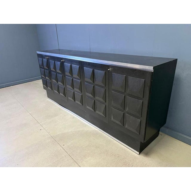 Black Brutalist Credenza, 1970s For Sale - Image 10 of 11