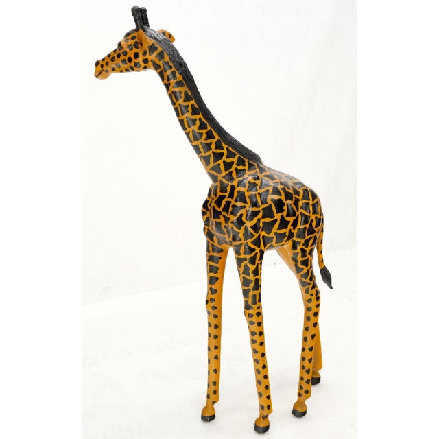 Animal Skin Large Tooled Leather Sculpture of a Giraffe For Sale - Image 7 of 16