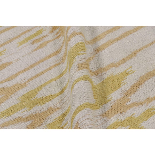 Beige Rug & Kilim’s Modern Square Kilim With Beige, Gold, and White Ikats Pattern For Sale - Image 8 of 9