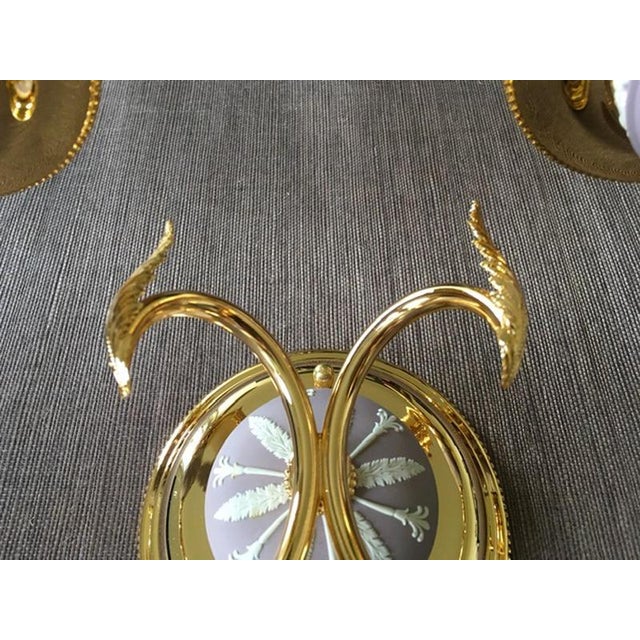 Postmodern Brass Porcelain Wall Lights, Italy, 1970s, Set of 2 For Sale - Image 13 of 18