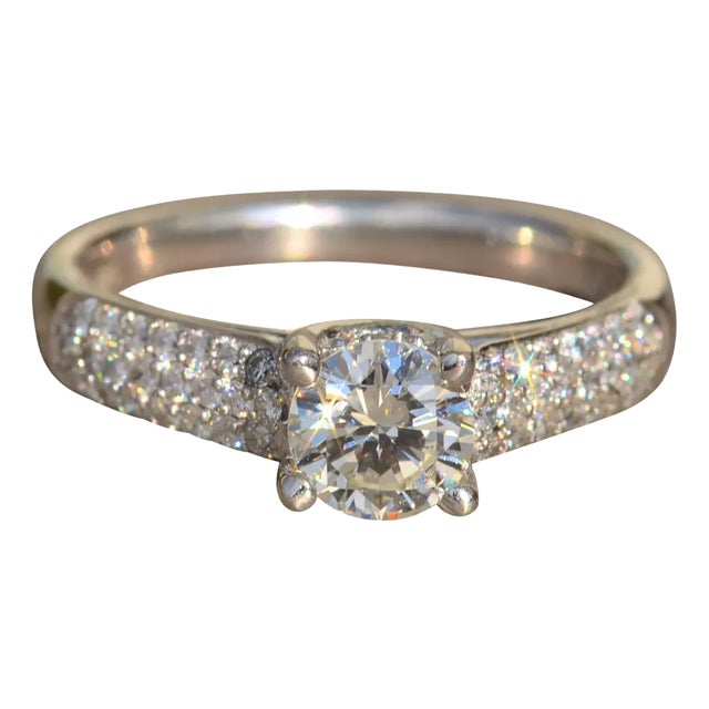 The Lydian: Ladies 14K White Gold and Diamond Engagement Ring For Sale