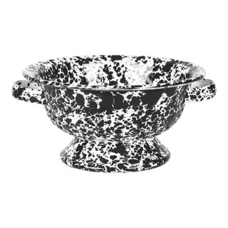 Crow Canyon Home Splatterware, Small Berry Colander in Black & White For Sale