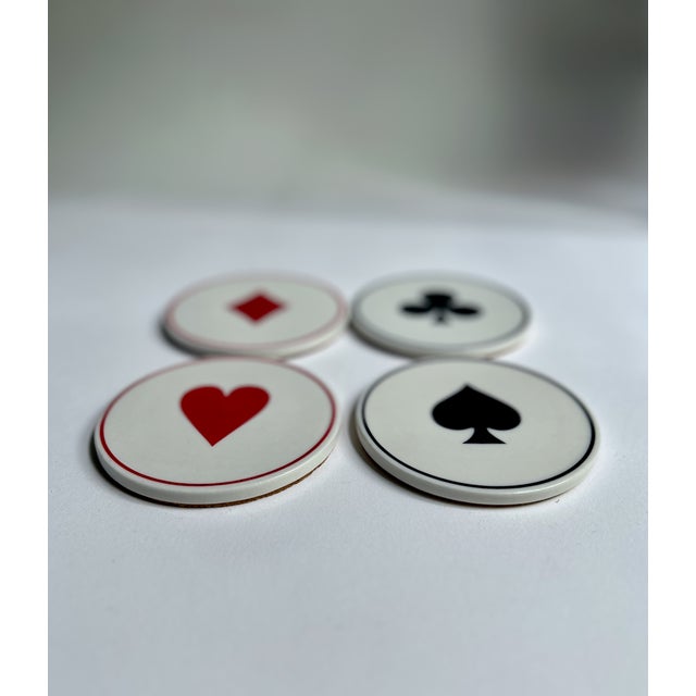 Late 20th Century Vintage Modern "Ace" Ceramic Coasters, Set of 4 For Sale - Image 5 of 17