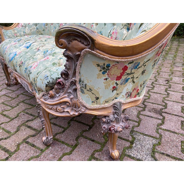 Louis XVI Style Sofa in Green For Sale - Image 10 of 13