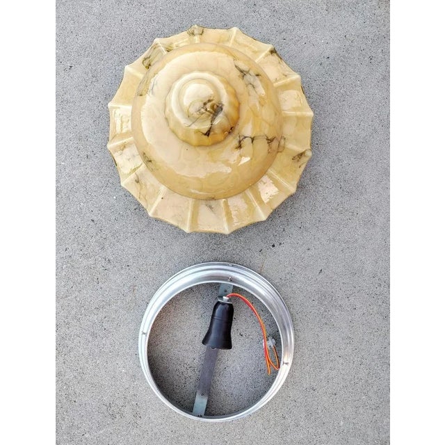 In this listing you will find gorgeous art deco flush mount or ceiling lamp in pail yellow-ish marble-like glass and...