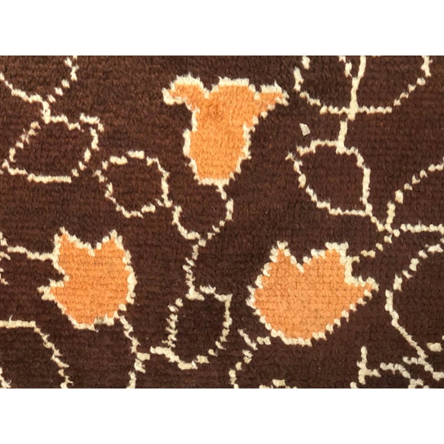 1920s 20th Century French Brown & Orange Floreal Square Rug, 1900s For Sale - Image 5 of 16
