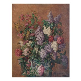 Floral Still Life in Vase, 1920s-1940s, Oil on Canvas For Sale