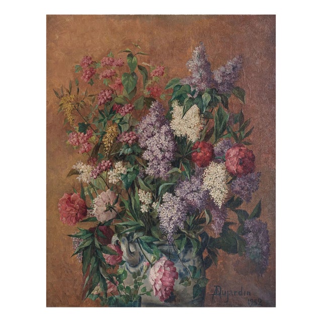 Floral Still Life in Vase, 1920s-1940s, Oil on Canvas For Sale