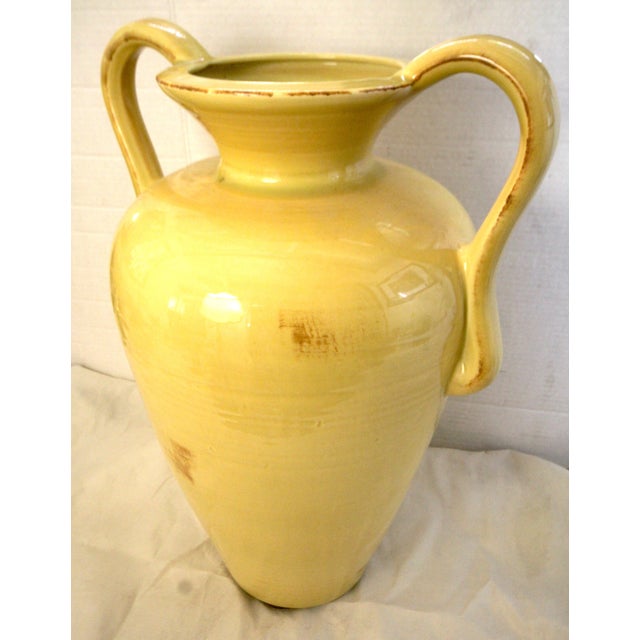 Ceramic Oversize 1950s Haeger Potteries 20" Pastel Yellow Ceramic Amphora Floor Vase For Sale - Image 7 of 11