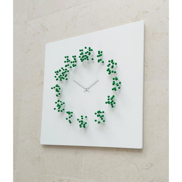Mocapwhite-Green Illusionistic Wall Clock by Jan Paul For Sale - Image 6 of 13