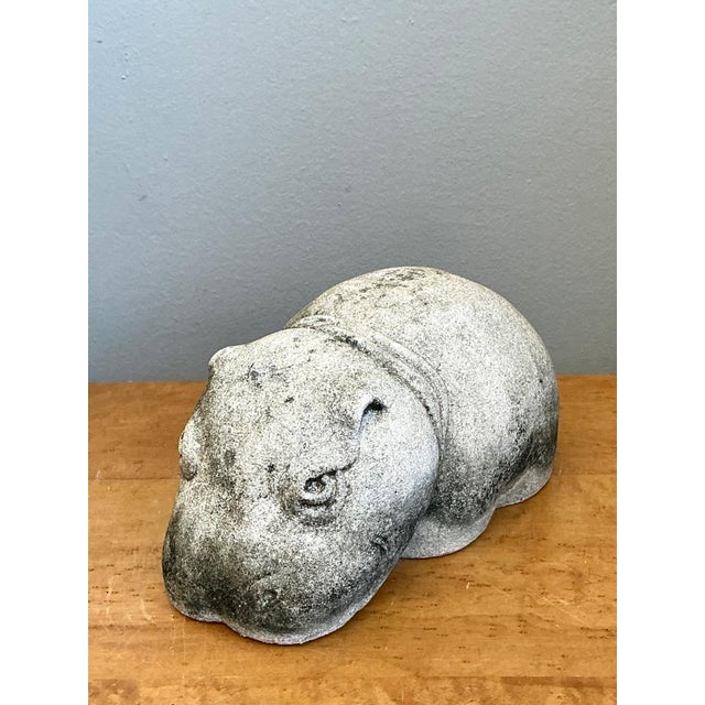 Vintage Cast Cement Hippo For Sale - Image 13 of 16