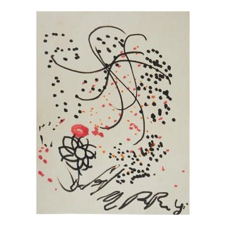 Vintage Mid 20th Century Whimsical Abstract Drawing For Sale