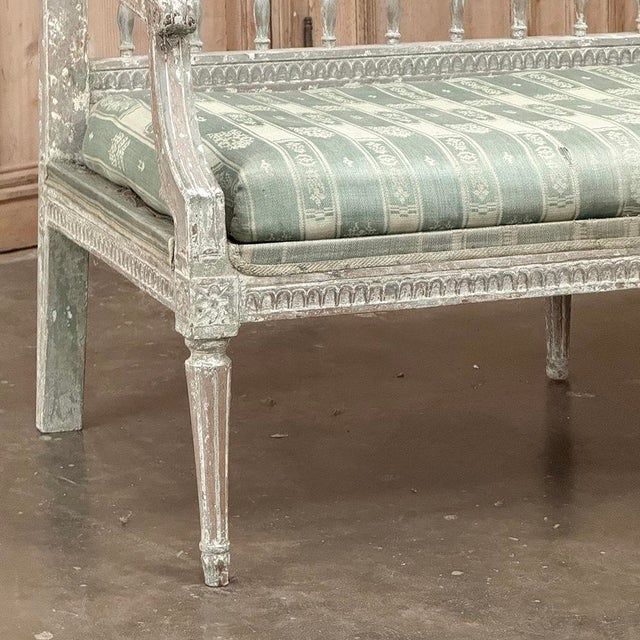 Greige 18th Century Gustavian Period Bench With Original Scraped Finish For Sale - Image 8 of 18