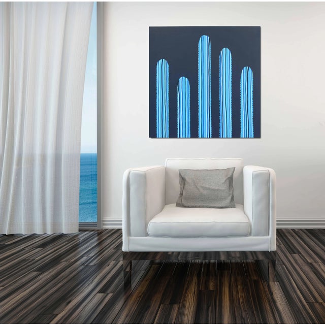 Textile Azul Profundo - Abstract Blue Tone Southwestern Inspired Still Life Painting Original Artwork by Will Beger For Sale - Image 7 of 9