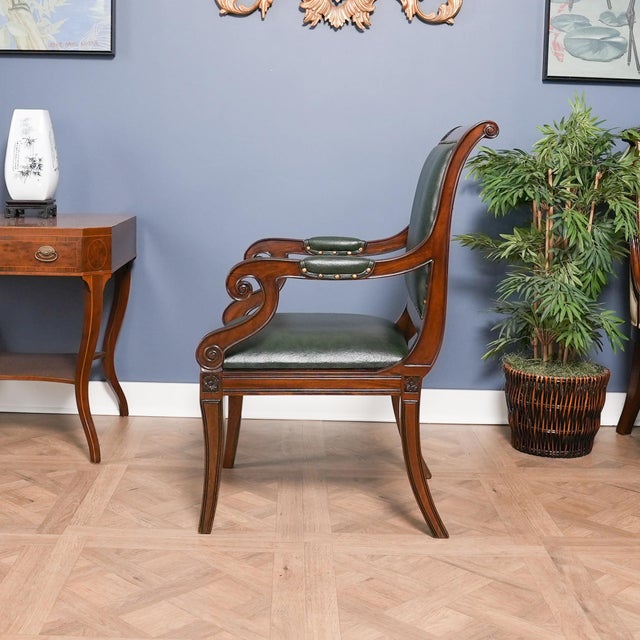 Niagara Furniture Green Leather Chair For Sale - Image 4 of 12