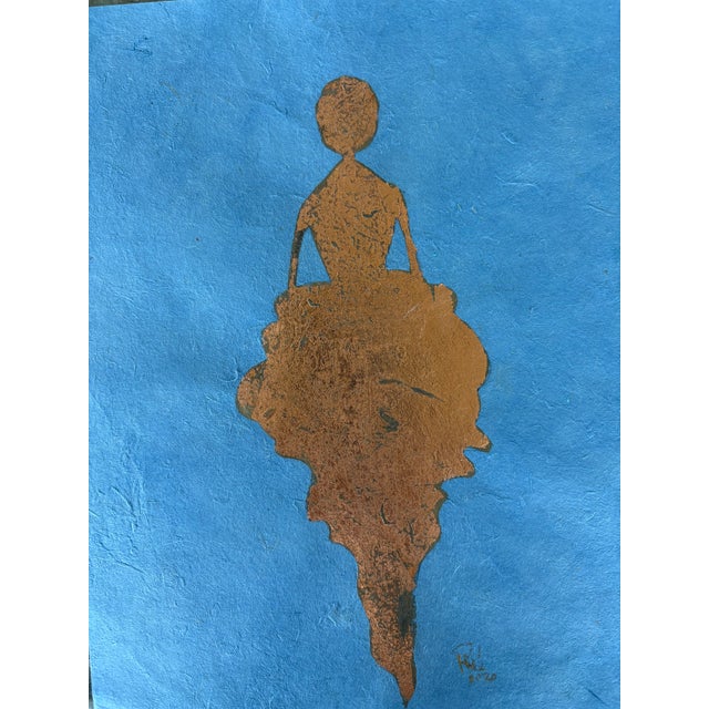 2020 Rene Romero Schuler Original Ballerina Ballet Painting “Gisha” in Copper Leaf, Framed For Sale - Image 4 of 15
