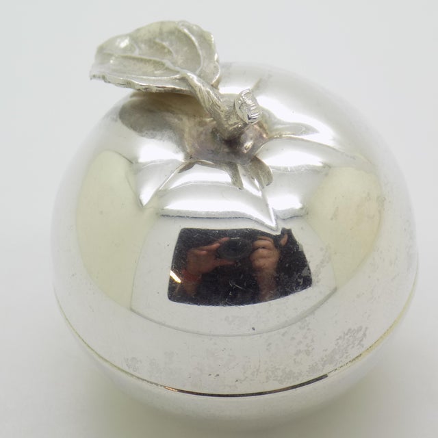 Vintage Italian Handmade Silver Apple Trinket Box, Padova, Italy, 1980s For Sale - Image 3 of 12