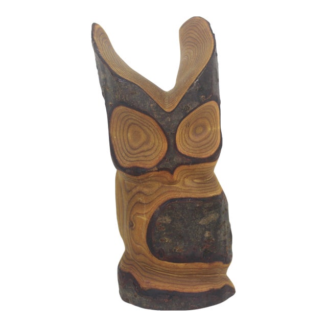 Vintage Hand Carved Wood Owl For Sale