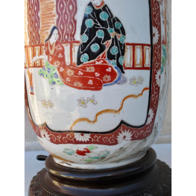 Massive Antique Japanese Vase Lamp For Sale - Image 11 of 17
