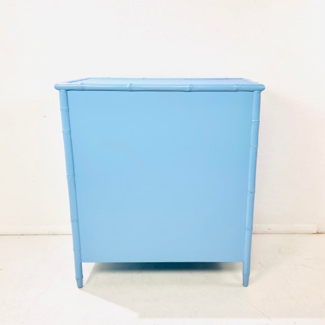 Vintage Faux Bamboo & Woven Wicker Lacquered Chest of Drawers For Sale - Image 13 of 15