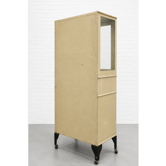 Metal Vintage Art Deco Industrial Metal Medical Cabinet on Casters, C. 1930’s For Sale - Image 7 of 13
