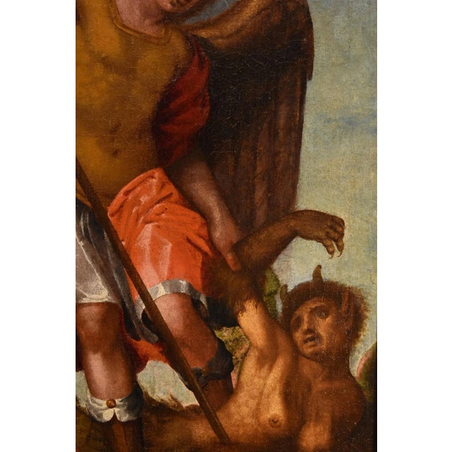 16th Century Tuscan School Artist, Saint Michael the Archangel, 1580, Oil on Canvas, Framed For Sale - Image 5 of 16