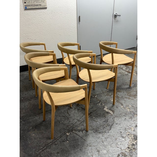 Transitional West Elm Irvine Sand Leather Dining Chairs, Set of Six For Sale - Image 3 of 12
