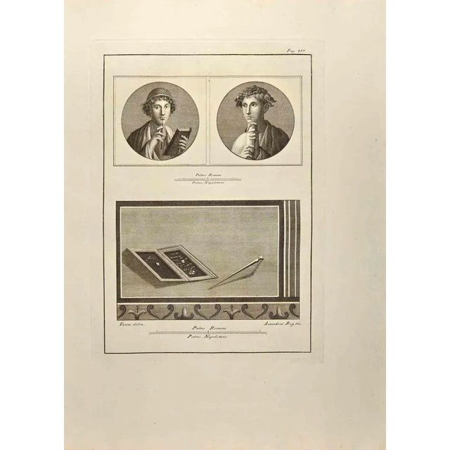 Young Roman Poet Fresco from "Antiquities of Herculaneum" is an etching on paper realized by Vanni and Azzerboni in the...