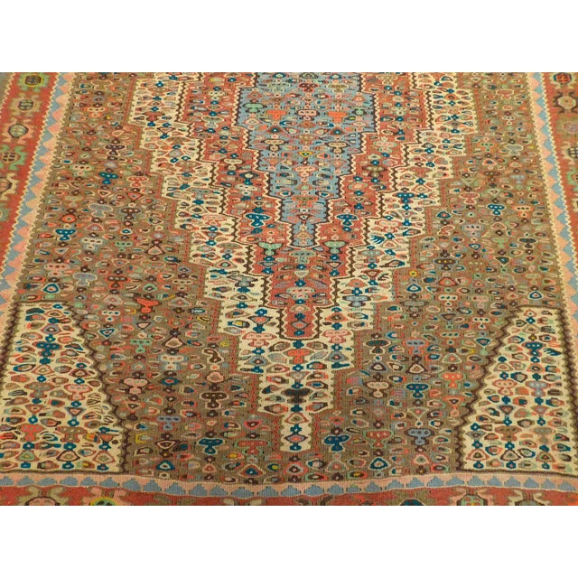 Tan Vintage Handwoven Persian Kilim. 4'x 5' For Sale - Image 8 of 12