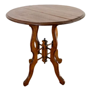 Antique Gate Leg Drop Leaf Turned Wood Side Table