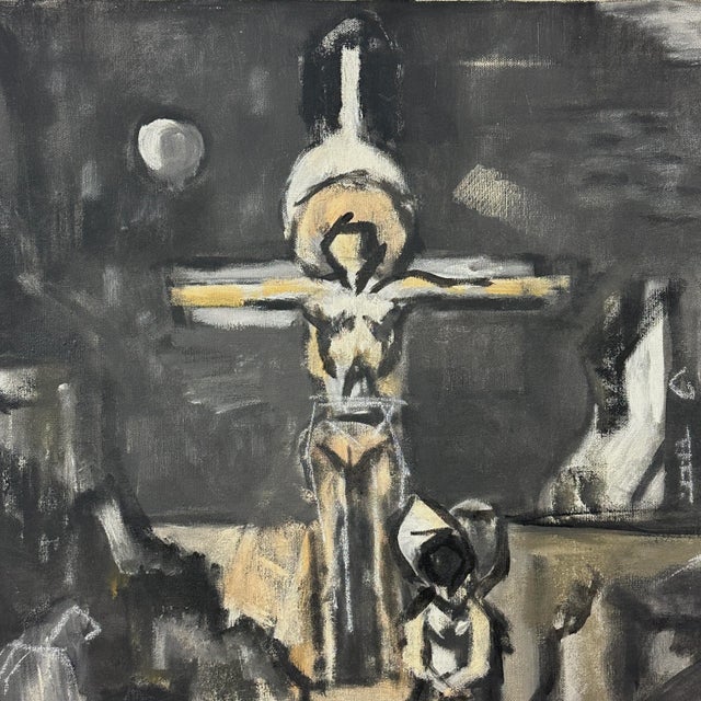 Figurative Frederick Robbins Childs (1908-1978) - Untitled Modernist Abstract Crucifixion, Signed (1951, Oil on Canvas)/Fernand Léger For Sale - Image 3 of 7