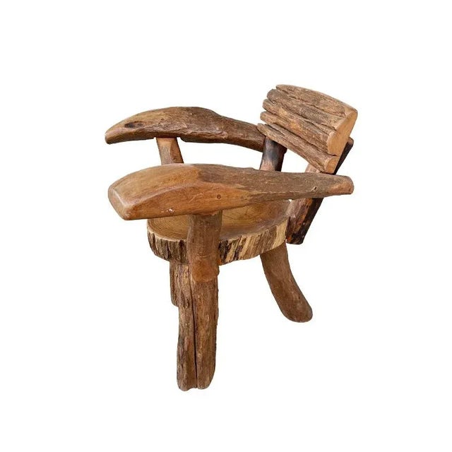 Early 20th Century Raw Wood Live Edge Chair For Sale - Image 4 of 6