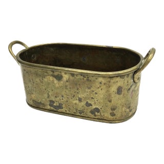 Beautiful Small Solid Brass Vintage Planter For Sale