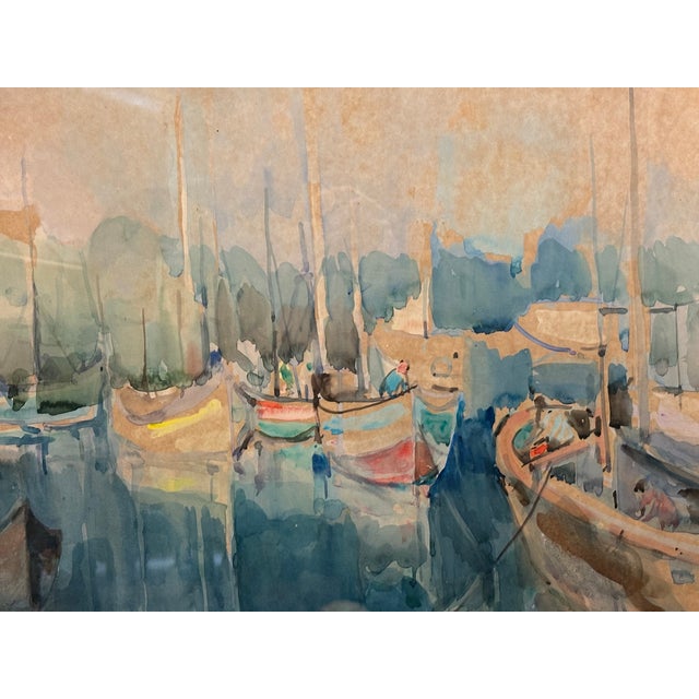 A very special piece that came out of Israel . By renowned Artist Avraham Binder. I This harbor scene is a DREAMY...