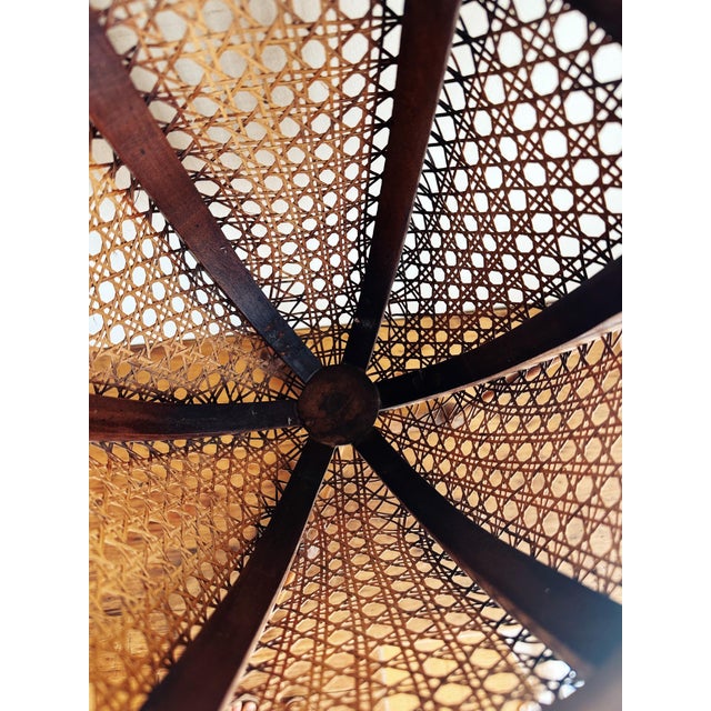 1910s Carved Fruitwood Plant Stand With Cane Basket For Sale - Image 11 of 12