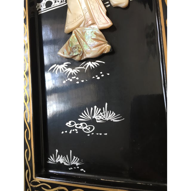 Vintage Chinese Lacquer Tabletop Folding Screen For Sale - Image 15 of 16