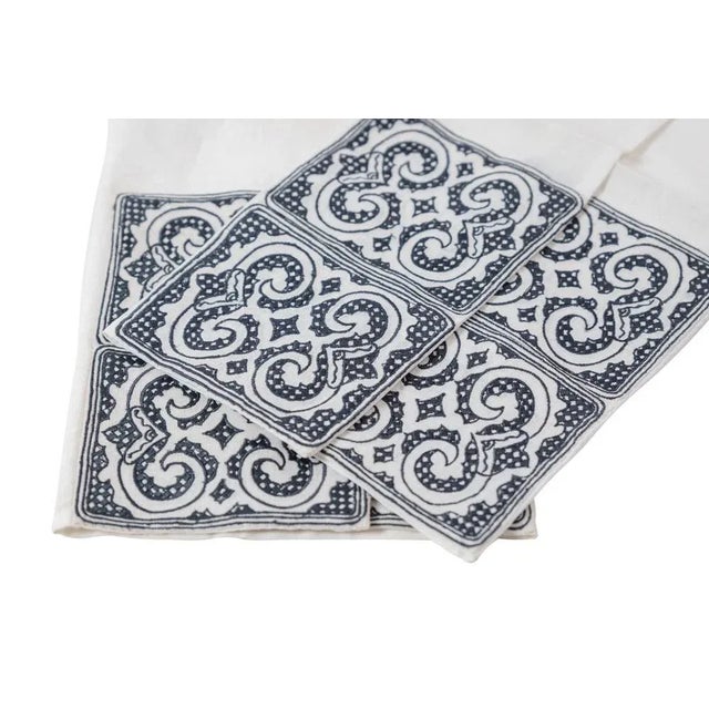 Ainu Collection Hand Embroidered Linen Napkins by Soshiro, 2020, Set of 2 For Sale - Image 6 of 8