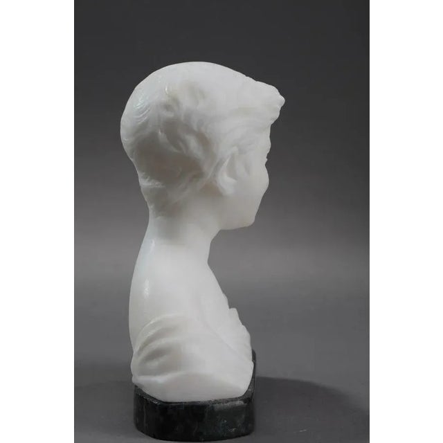 Stone Small Alabaster Bust of Young Boy For Sale - Image 7 of 18
