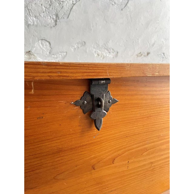 Mid-Century Swiss Pine Chest with Wrought Iron Fittings For Sale - Image 6 of 10