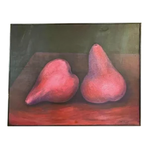 Vintage Modernist Still Life Oil Painting "Pears" by Patti Hirsch 28.5" X 36.5"