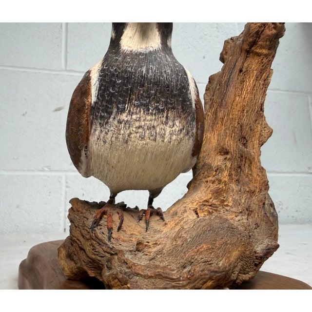 Vintage Original Hand Carved Wood Chas Derascavage Bird Decoy Sculpture Statue For Sale - Image 10 of 17