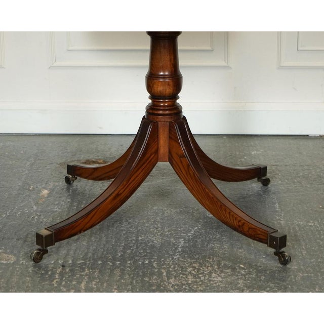 Animal Skin Fine Regency Drum Top Library Table with Aged Green Leather Top For Sale - Image 7 of 15