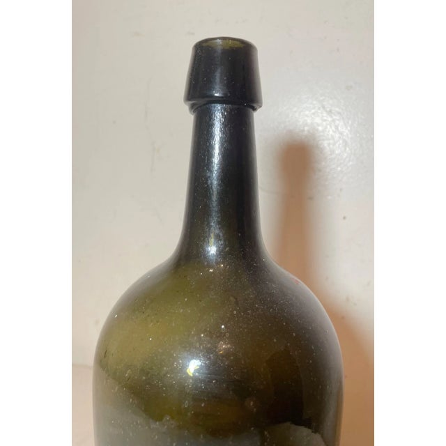 Large Rare Antique 1800's Hand Blown Green Glass Demijohn Carboy Wine Bottle Jar For Sale - Image 4 of 6