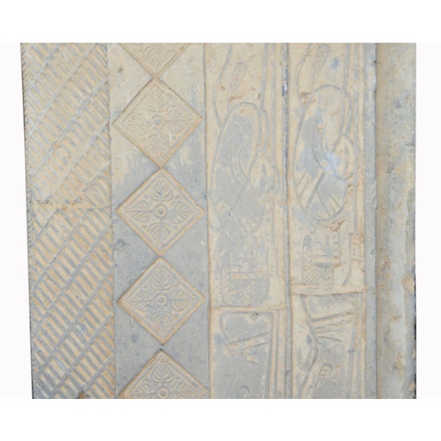 Chinese 19th Century Tall Chinese Hand-Carved Stone Temple Decoration Pedestal Planter For Sale - Image 3 of 9