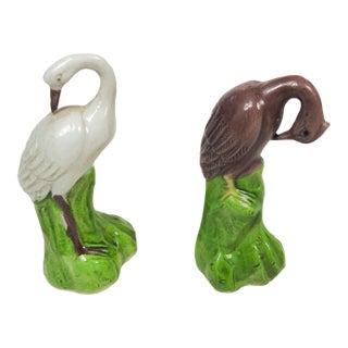 Small Late 19th Century Chinese Porcelain Birds - A Pair For Sale
