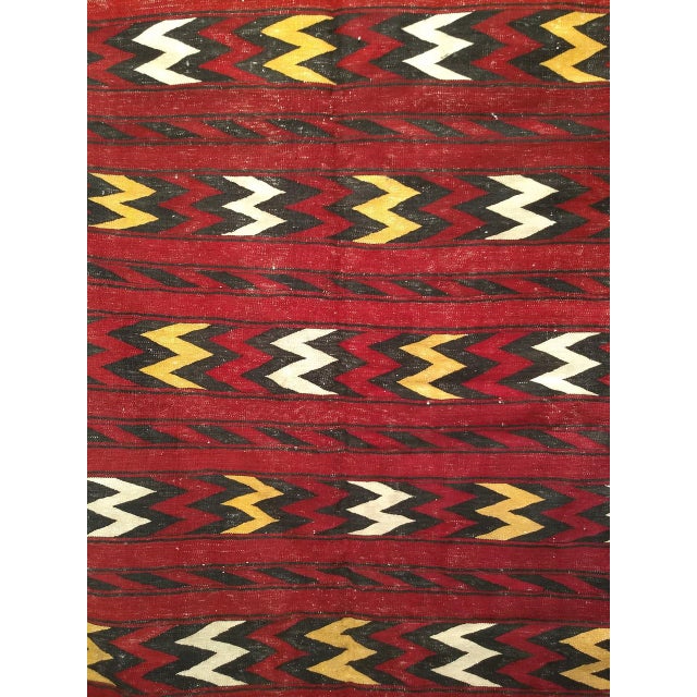Moroccan Vintage Moroccan Tribal Kilim Rug, Flatweave Wool, Geometric Stripe Pattern, 8x14 For Sale - Image 3 of 6